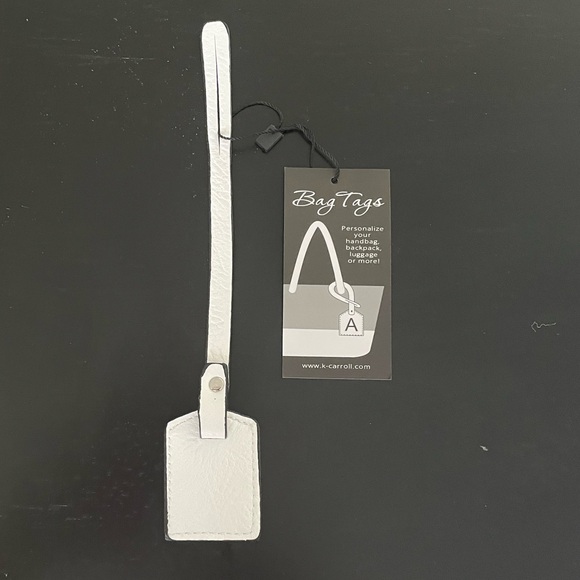 NWT “K•Carroll” Bag Tag, Monogram Letter "A" White Bag Tag with "Black" Letter - Picture 3 of 6